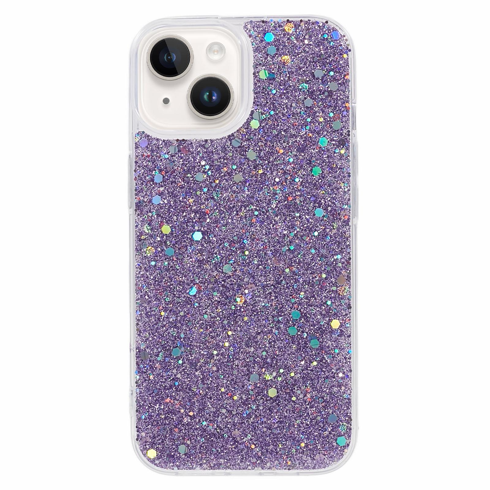 

For iPhone 13 Case Bling Powder Sequins TPU Phone Cover Purple