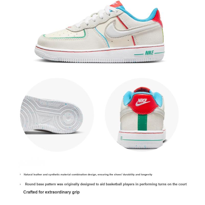 Nike Force 1 LV8 PS Holiday Cookies Kids Sneakers Cream Pale-Ivory Picante-Red FQ8351-110