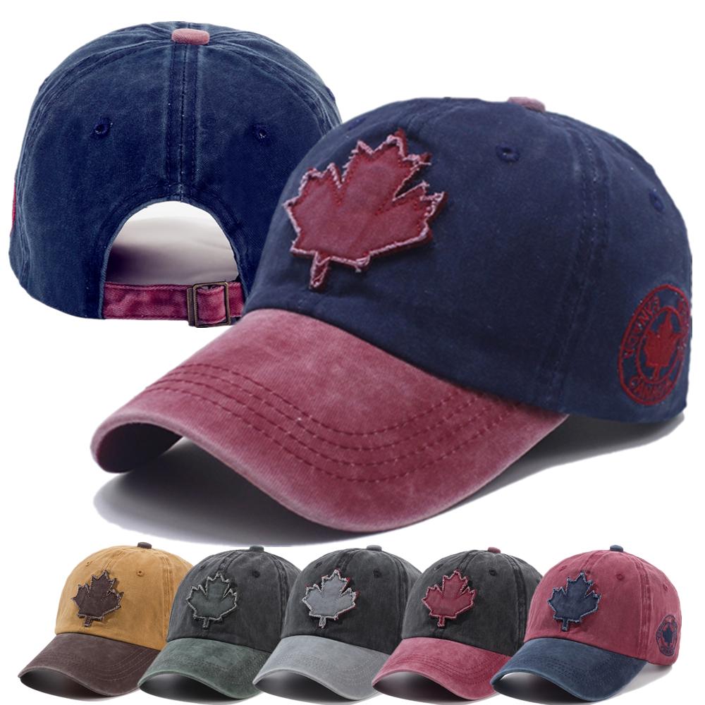 Unisex Washed Cotton Vintage Cap Maple Leaf Embroidery Baseball Caps Men Women Outdoor Sports Hat