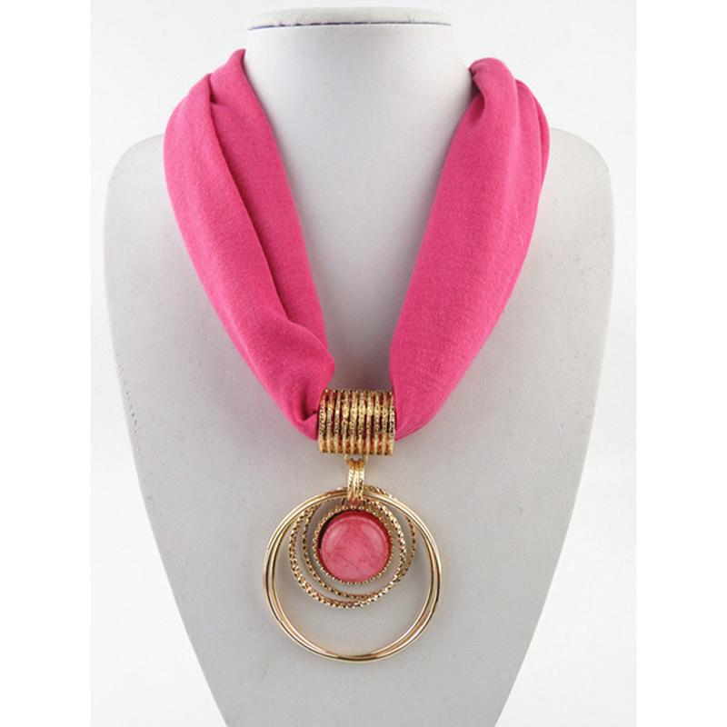 Jewelry Pendant Scarf Ring Pendant Women's Necklace Scarf Polyester Solid Color Scarf