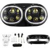 Ranzek Motorcycle Double LED 5 90W LED Headlight with Angel 1 Halo and Dual Lights for Harley Road Glide Headlamp, 3/4" Eyes, Set, 5.75" 2004-2013 (A)