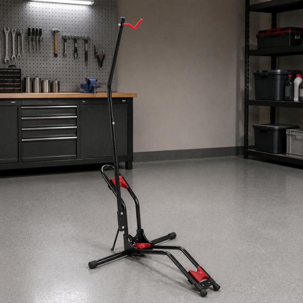 Floor Cycle Stand Black Metal Upright Bike Parking Red Pads