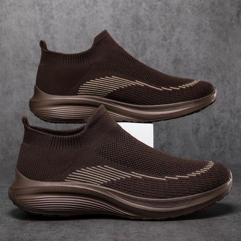 2025 spring fly-woven mesh shoes large size men's shoes casual shoes mesh shoes elastic couple mesh sneakers