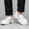 Designer New Men's White Platform Elevator Casual Shoes Luxury Male Tassels Loafers Formal Flats Dress Footwear Zapatos Hombre
