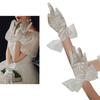 Elegant Wedding Gloves with Bowknot Pearls Cuffs For Indoor Outdoor Event And Professional Bride Photography Handwear