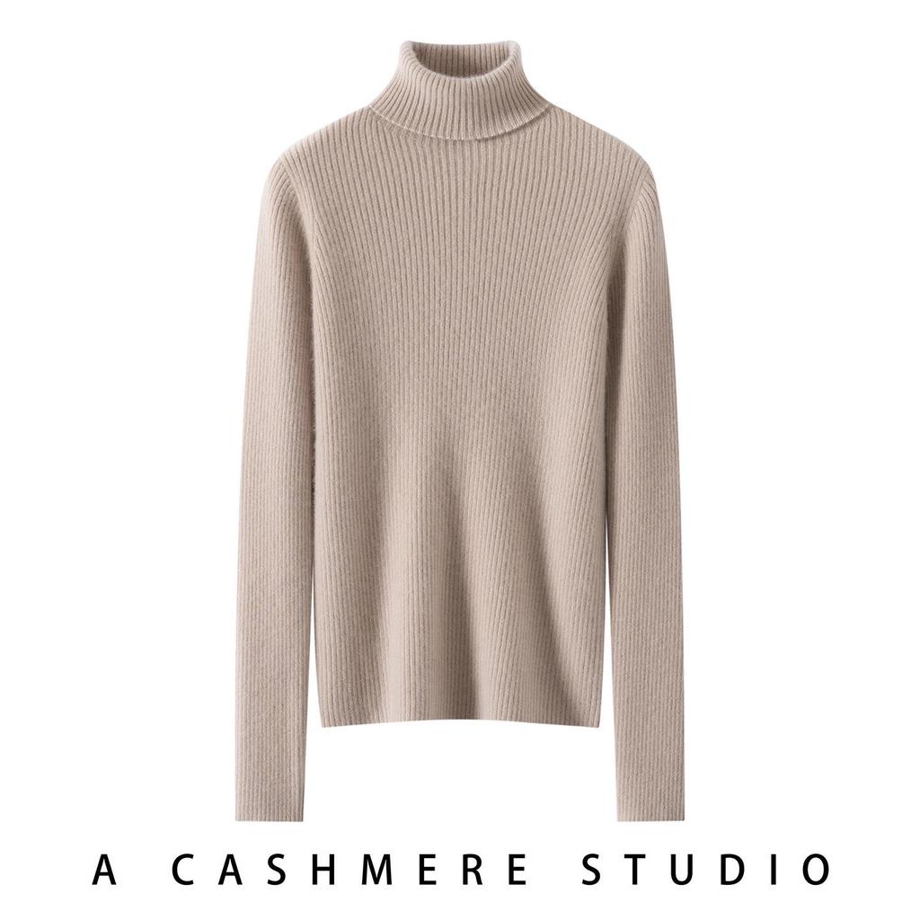 Women's High Neck 100% Pure Cashmere Sweater - Thickened, Slimming, Warm Knit Base Layer