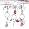 Antique Silver Medical Series Keychain: Syringe, Stethoscope, Heart, Ambulance, and ECG Zinc Alloy Pendant