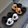 Winter children's cotton slippers for boys and girls, panda design, warm and plush, cute parent-child home shoes with covered heel