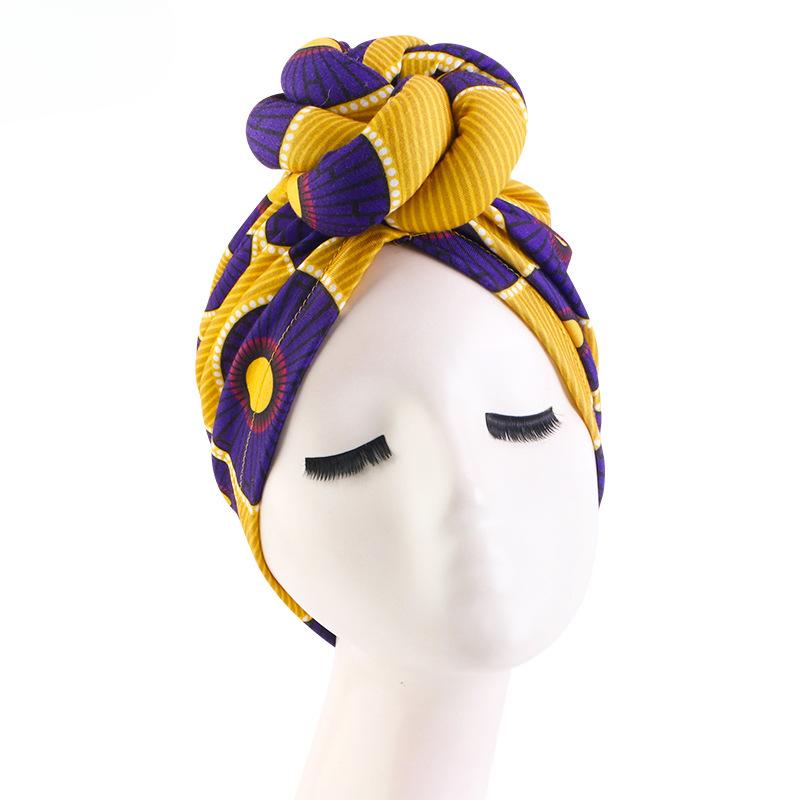 Chapéu Turbante Africano Estampado com Torção, Chapéu Turbante com Nó de Disco, Chapéu Nacional Popular na Europa e América