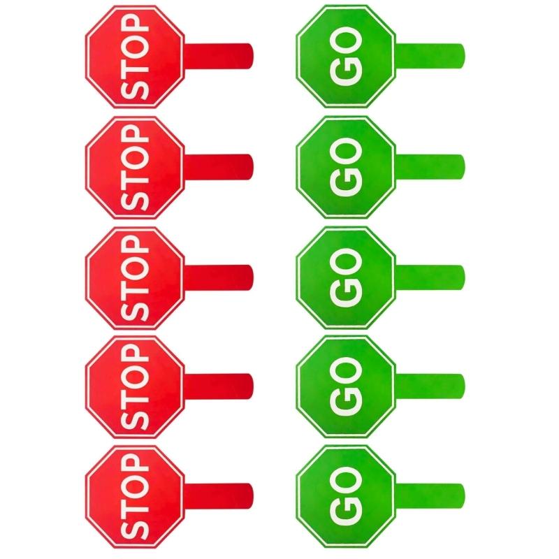 W89C 10PCS/Pack Handheld Stop and Go Sign Reversible Crossing Guard Stop Sign