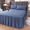Solid Color Washed Cotton Lace Bed Skirt Mattress Protector