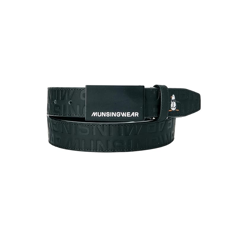 

[Munsingwear] belt Maximum 105cm logo embossed synthetic leather sporty golf MG4FBL20M men s BK00 (black) FREE