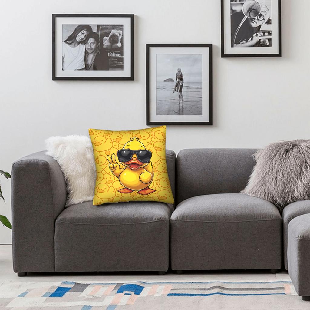 Yellow Rubber Duck Pillow Case Retro Trendy Pillow Cover Soft Pillowcases For Couch Sofa Bedroom
