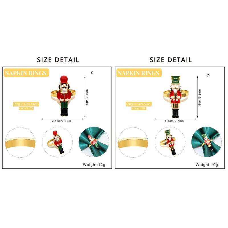 Elegant Holiday Dinner Napkin Rings Nutcrackers Design Alloy Metal Christmas Decors Elegant Alloy Napkin Holders