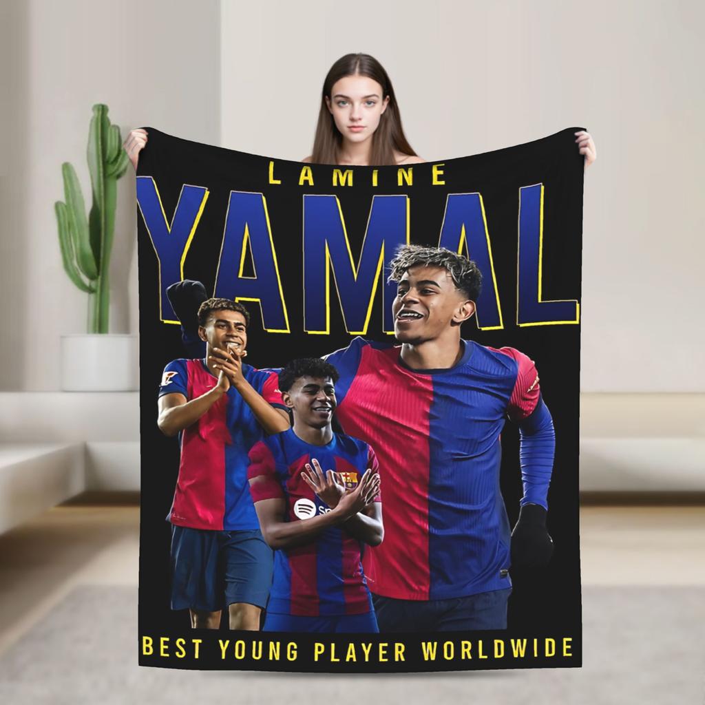 Lamine Y-Yamal Decken Camping Flanell Überwurfdecke Für Heimdeko Weiches Design Qualitäts Tagesdecke Geschenkidee