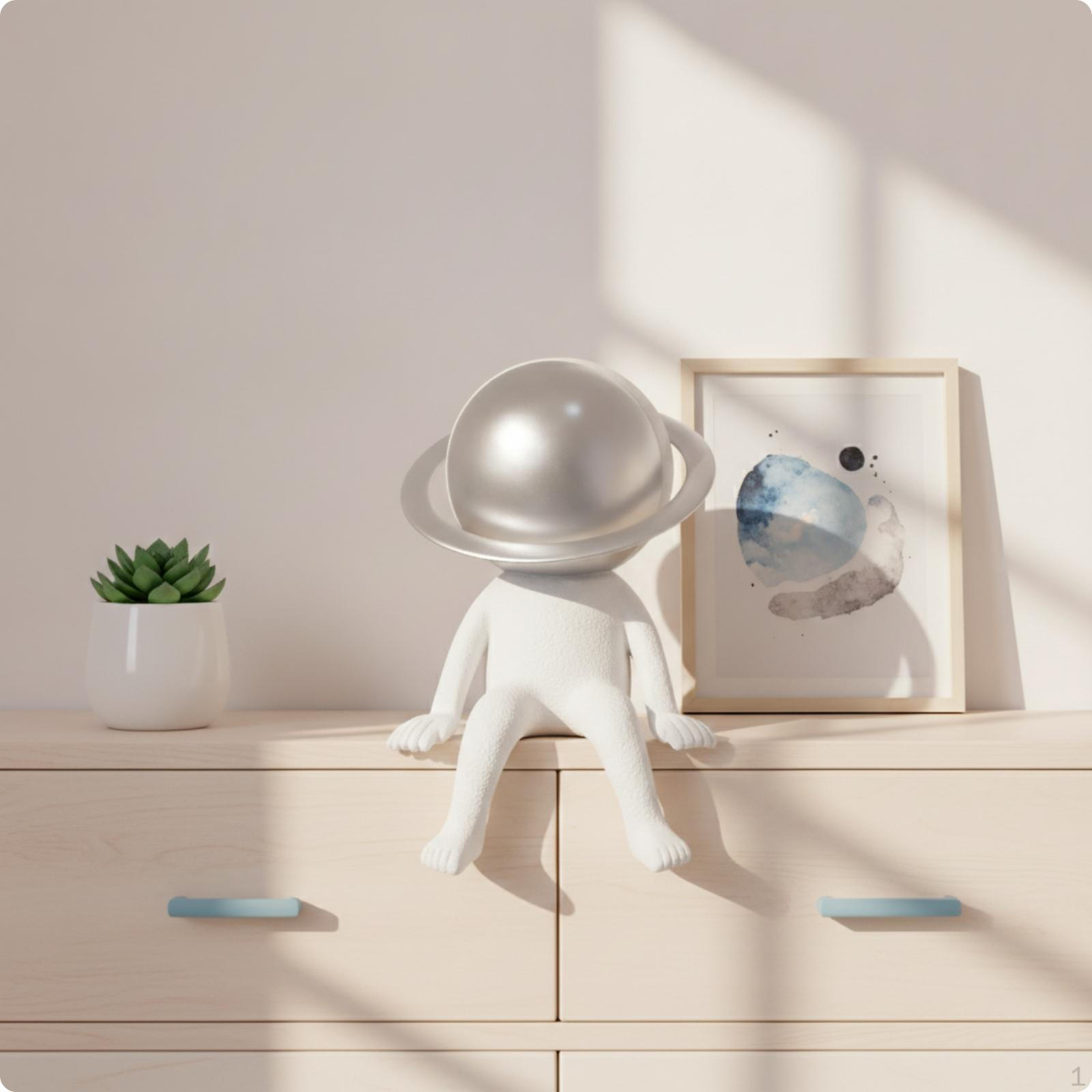Astronaut Figurine Seated Statue Modern Cosmonaut for Collectors, Bookshelf,