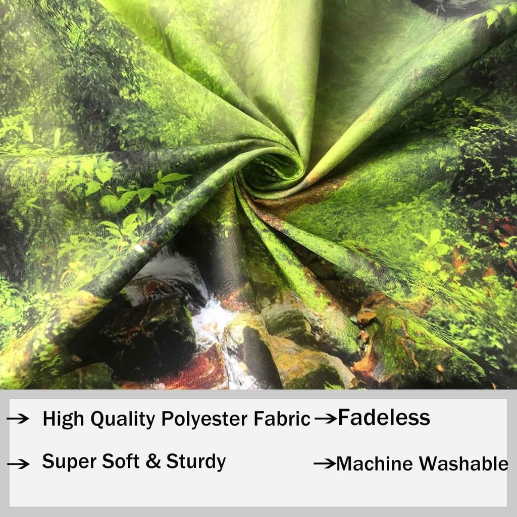 TUGCAY Misty Forest Tree Cave Tapestry Nature Green Tapestry Enchanted Rainforest Tropical Jungle Sunshine Flowing Stream Landscape Wall Tapestries