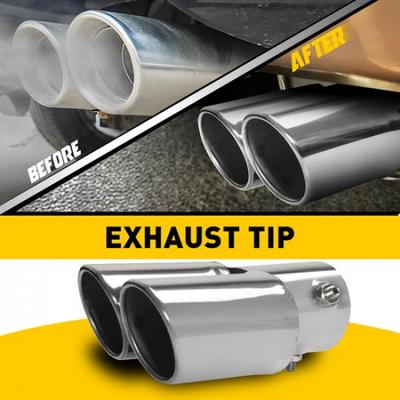 Car Rear Dual Exhaust Pipe Tail Muffler Tip Chrome Stainless Steel Accessories A