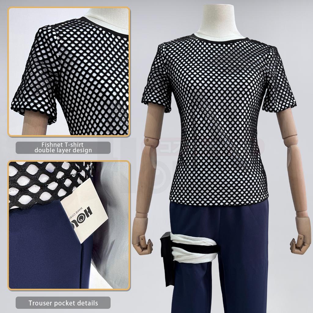 HOLOUN Anime Hyuga Hinata Cosplay Costume Wig Tracksuit Pants Fish Net Top Leg Pouch Cos Convention Daily Wear Gift