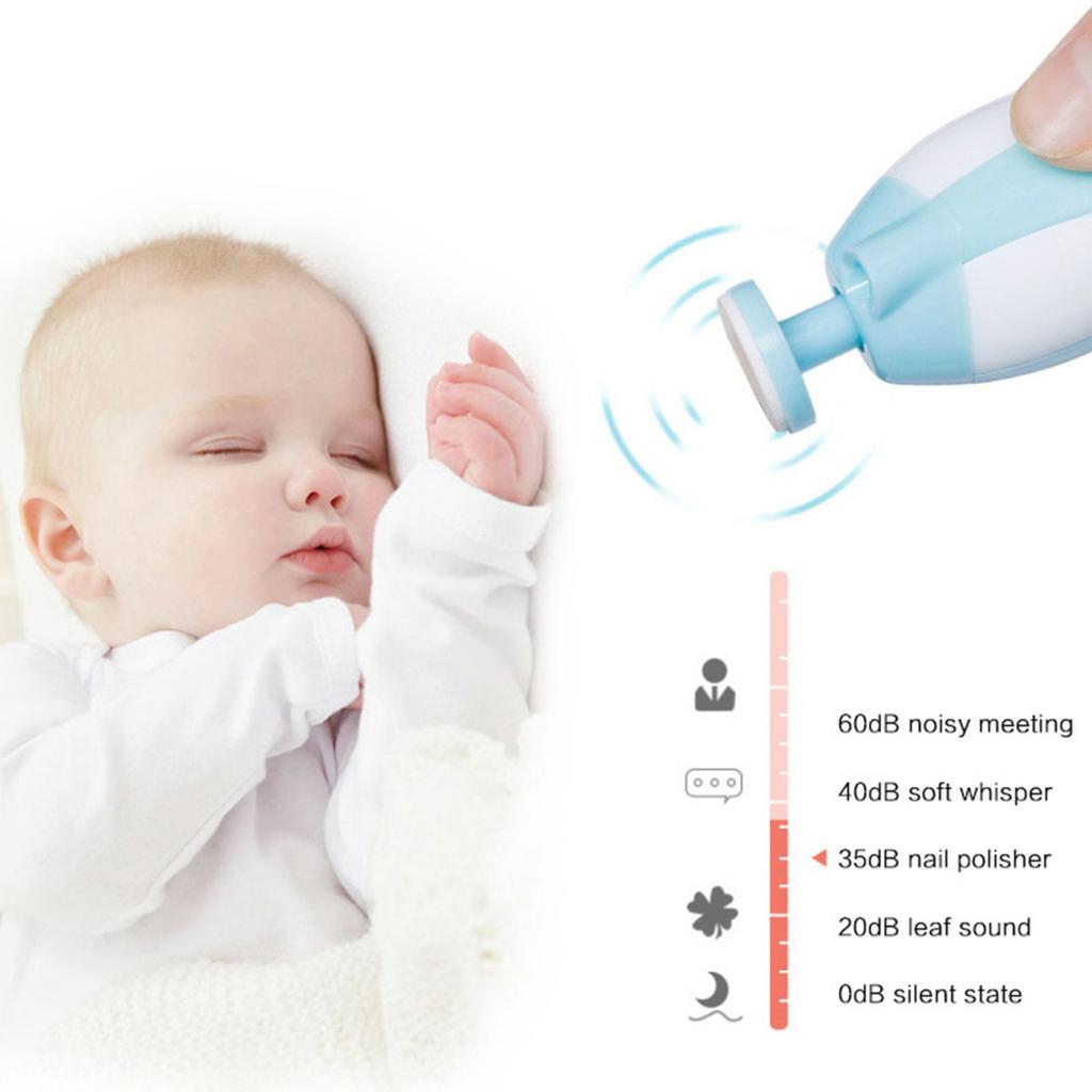 Electric Baby Nail Trimmer with 6 Grinding Heads Newborn Infant Nail File Clipper with Light Toddlers Manicure Toes Fingernails Care Trimming Tools