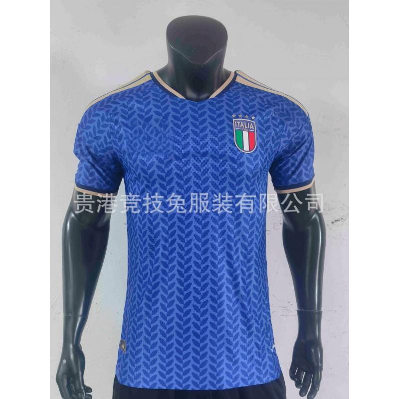 2425 Italy Home Thai Jersey Blue Background Olive Pattern Chiesa Short-sleeved Ice-sensitive Quick-drying