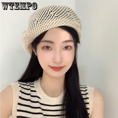 Baret Dámský letní tenký střih dutý Prodyšný Sladký Všestranný Retro Temperament Elegantní malířský klobouk