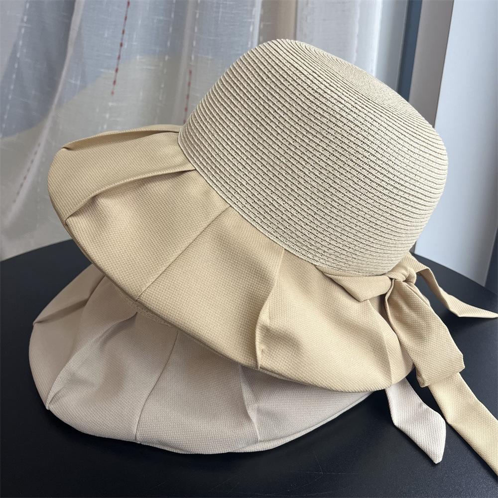 Summer Straw Fisherman's Hat Children's Bow Sunshade Sun Hat UV Protection Large Brim Versatile Basin Hat