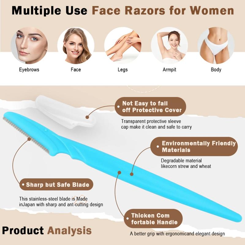 12/24 Pcs Multifunctional Brow Face Razor Exfoliating Hair Trimmer Shaver Grooming Tool for Women Men Travel