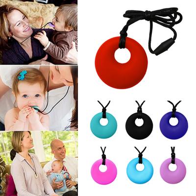 Mama Runde Anhänger Halskette Baby Zahnen Pflege Biss Kauen Weiches Silikon Beißring Spielzeug