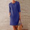 2024 Spring Women's Plus Size Long Sleeve Cotton Linen Round Neck Dress