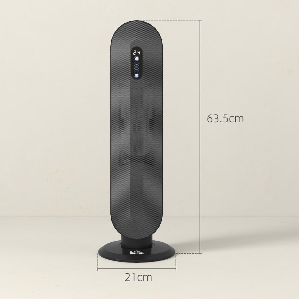 45 Degrees Oscillating Ceramic Space Heater, with Remote - Black