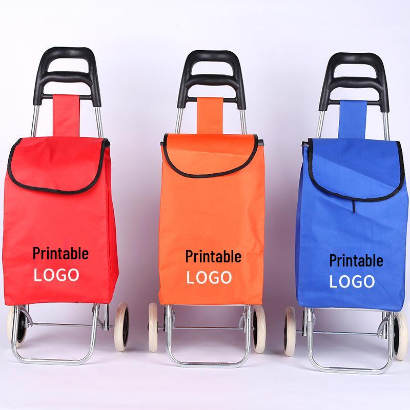 Portable Folding Shopping Cart with Stair-Climbing Wheels and Pull Handle