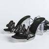 12cm Klarer Absatz Neu Sexy Mode Transparent Blockabsatz Kristall Quadratische Zehe Rutschfest Schnürung Schmetterling Sandalen LFD-69192-9