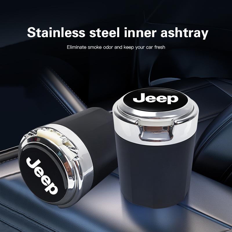 Cup Holders Car Cigarette Ashtray Cup LED Light Portable Cigar Ash Tray For Jeep Grand Cherokee Wrangler JK Gladiator Compass Re