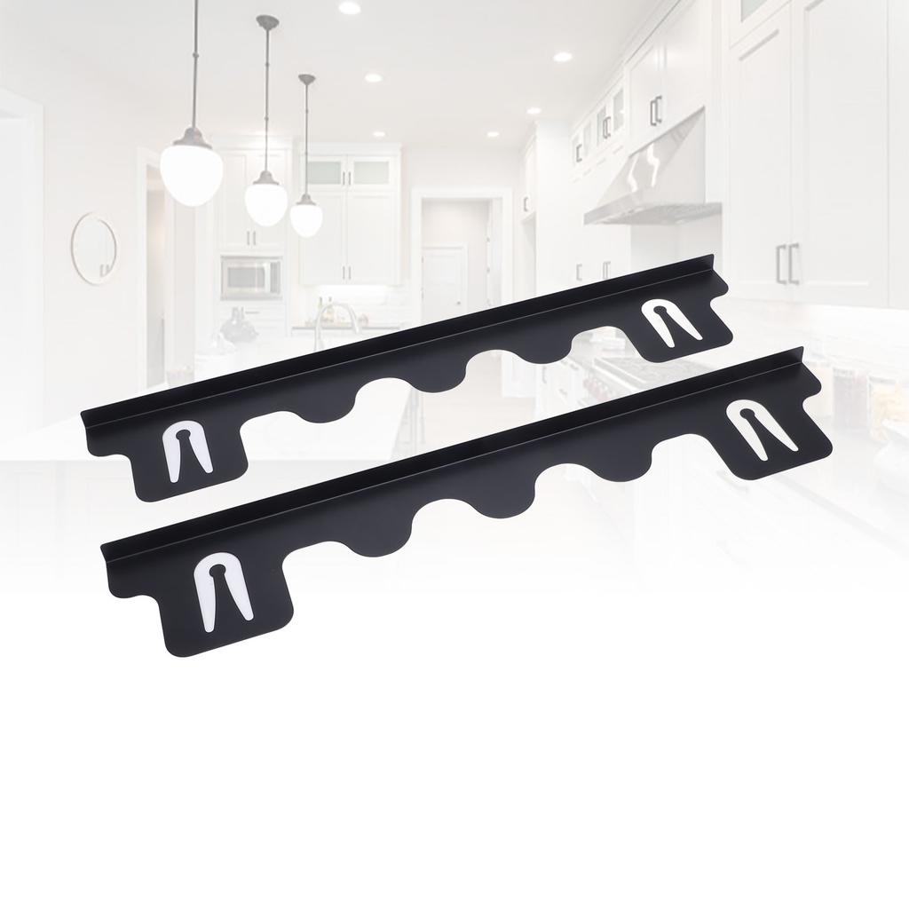2PCS Stove Gap Fillers Stainless Steel 59.5CM Length Rain Proof Black Color Stove Counter Gap Covers for Kitchen