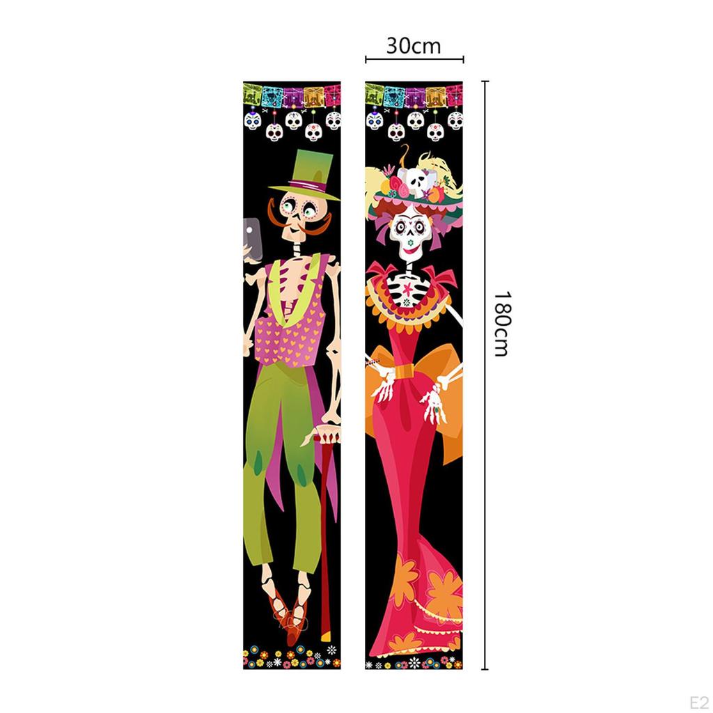 Halloween Banner Skeleton Couple Couples Hanging Durable Reusable Outdoor Flag for Event Supplies