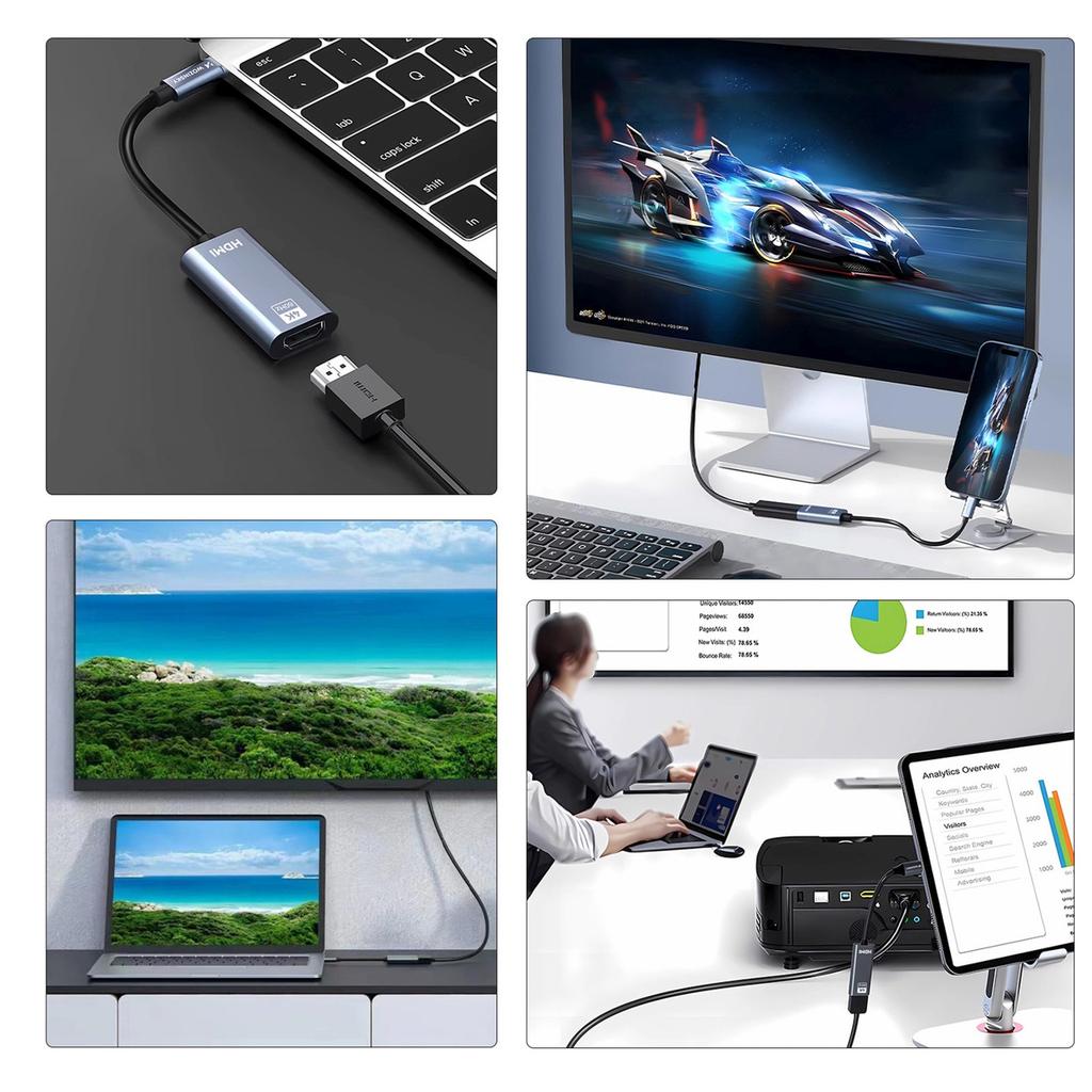 Adapter przejściówka USB-C - HDMI 4K 60Hz - czarny