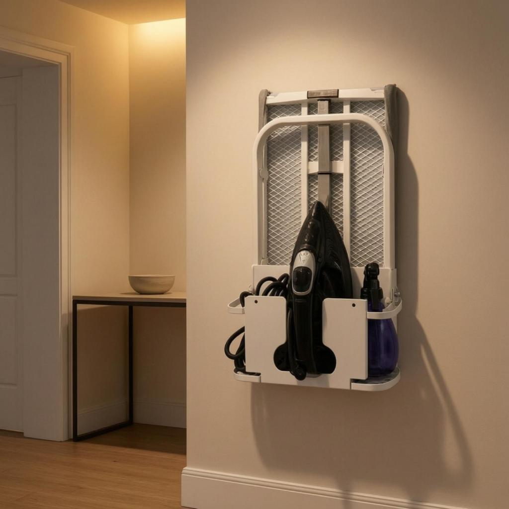 Wandmontierbares Bügelbrett mit Aufbewahrungskorb Robust Wandmontiert