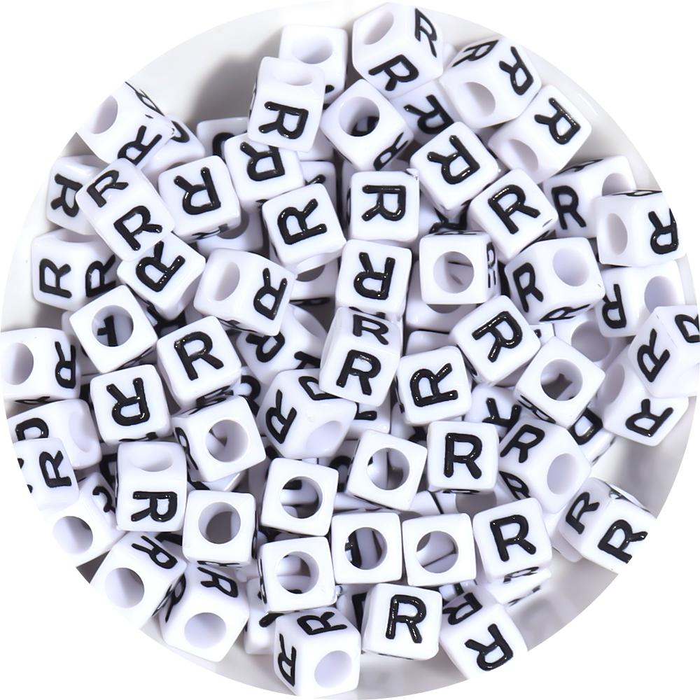 50-100pcs White And Black Color Letter Beads Alphabet Loose Beads Square Beads For Jewelry Making DIY Earring Bracelet Charm