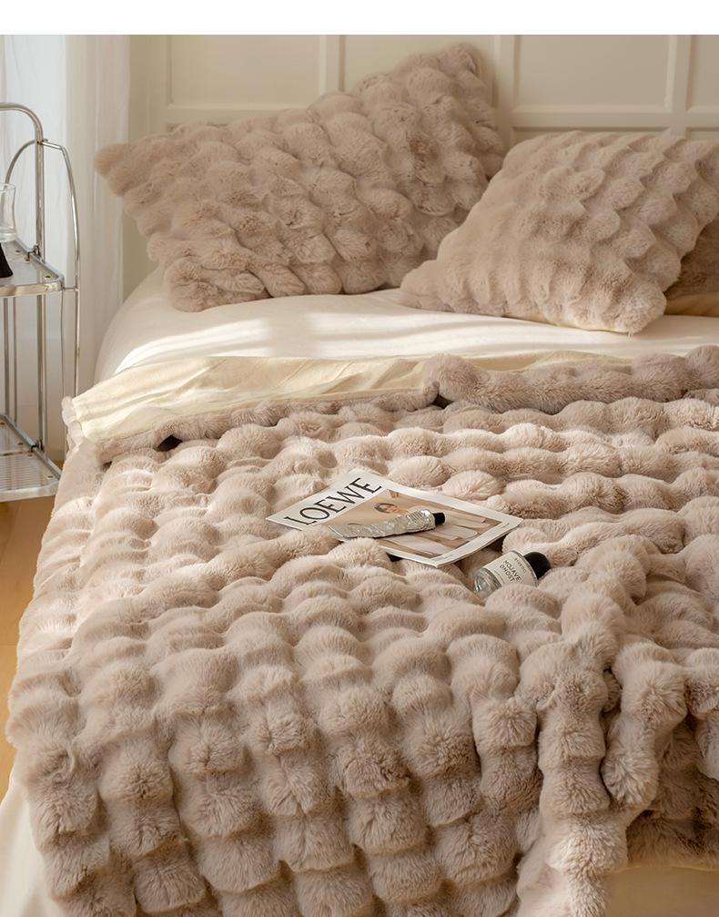 Verdickte Flanell-Winterdecke: Kaninchenhaar, Korallenfleece-Schal für Büronap, Klimaanlage und Sofanutzung