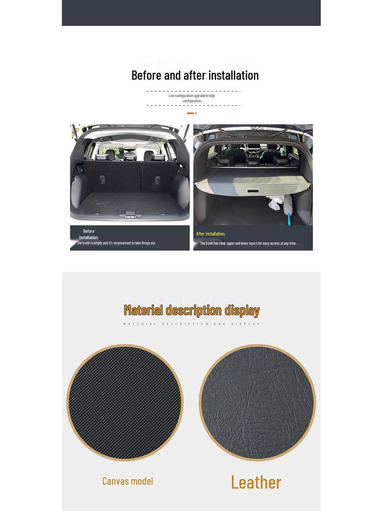 Venucia T70 Trunk Cover Tailgate Partition Sunshade Interior Accessory