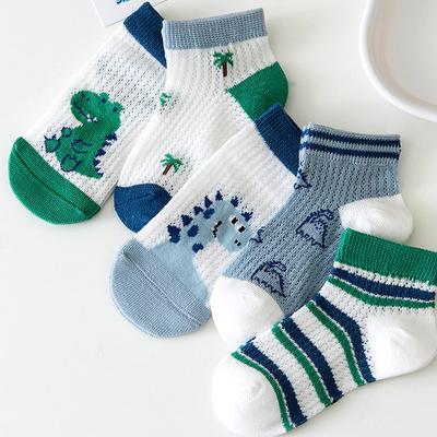 5 Pares Calcetines Cortos de Verano para Niños 0-3 años Niños Calcetín Fino de Algodón Hueco Lindo Dibujo Animado Dinosaurio Calcetines Tobilleros para Niños Calzado para Bebés