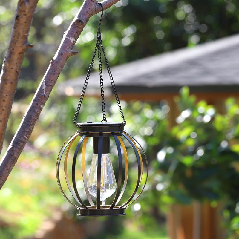1 Piece Waterproof Decorative Hanging Lights Outdoor Solar Iron Lantern Led Solar Light For Tree Garden Yard Patio Pathway