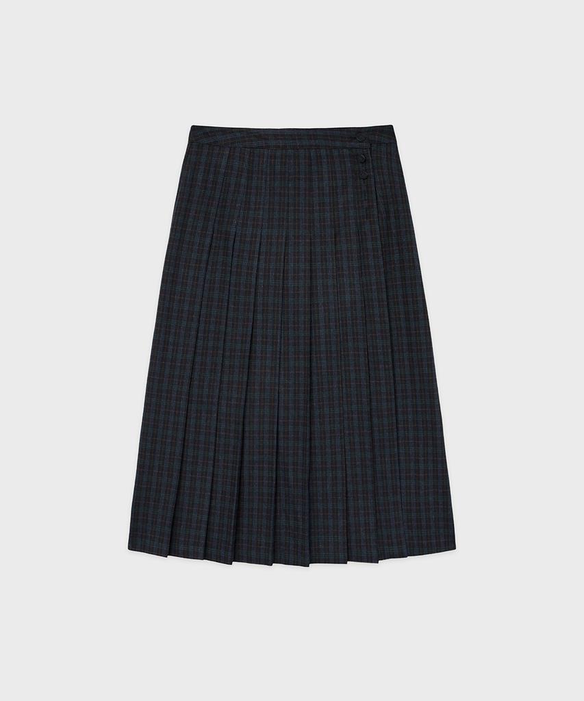 Sinun Sn Pleated Wrap Skirt (Navy)