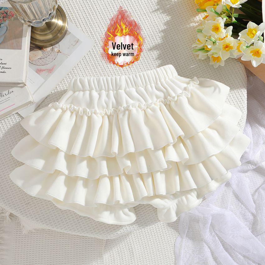 

Women s Sweet Style Fluffy Warm Skirt for Autumn & Winter - Half-Length, Anti-Exposure, Versatile Skirt Pants for Young Girls One Size білий
