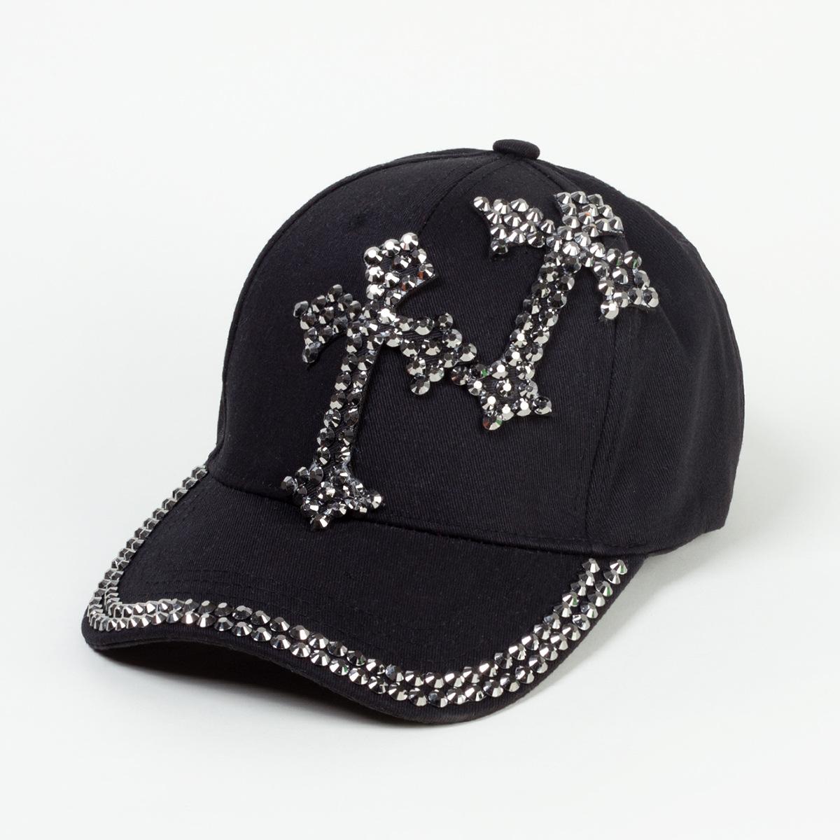 Fashion Rhinestone Baseball Cap For Women Men, Korean Style Bling Sun Hat, Summer Breathable Casual Adjustable Visor Caps чёрный