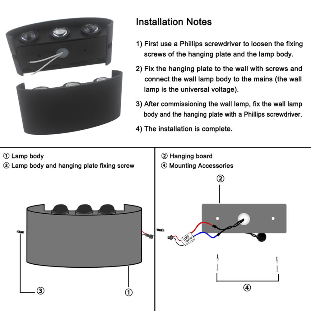 AC85-265V Modern Wall Sconce Lights LEDs Mounted Up Down Lights Indoor Lighting for Bedroom Balcony
