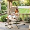 Hanging Chair with Frame, Foldable Hanging Basket with Thick Seat Cushions Adjustable Height Safety Belt Up To 120 Kg