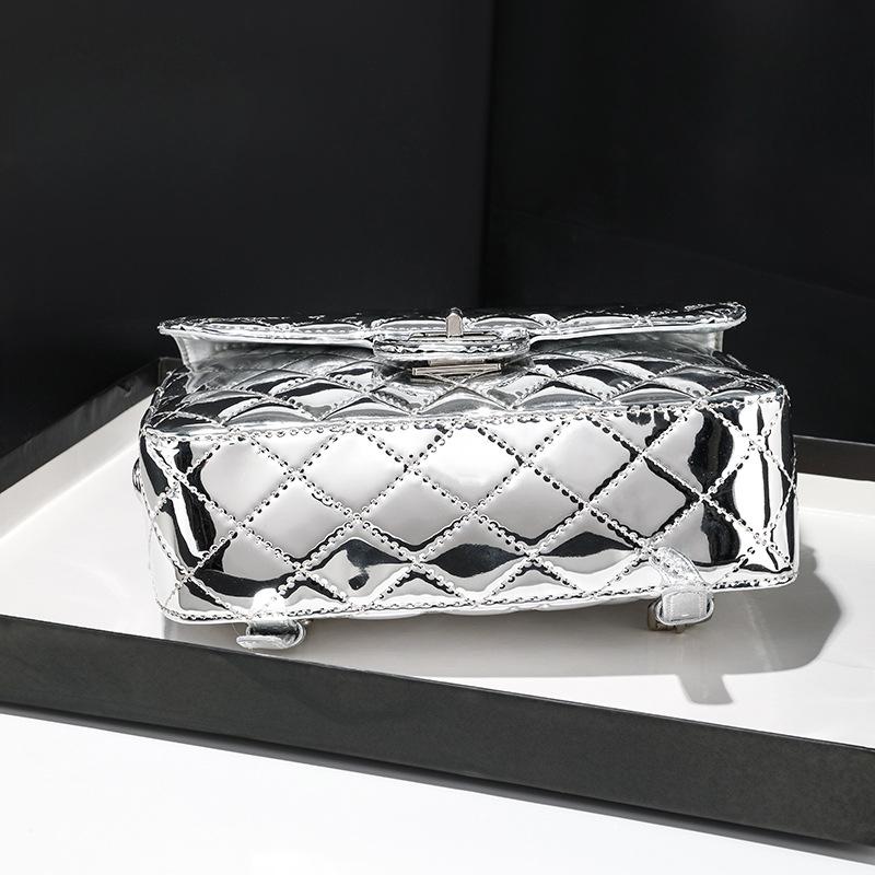 Women's New Silver Small Fragrance Style Cool Star Chain Bag Fashionable and Versatile Diamond Single Shoulder Crossbody Bag