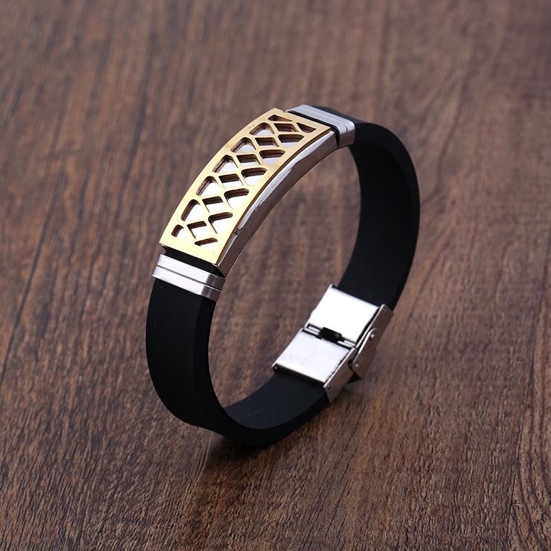 Fashion Stainless Steel Silicone Bracelet Bracelet Men'S Domineering Titanium Steel Silicone Wristband Bracelet
